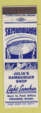 Matchbook Cover - Julia's Hamburger Shop Prosser WA