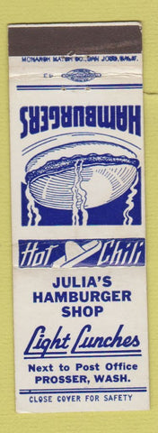 Matchbook Cover - Julia's Hamburger Shop Prosser WA