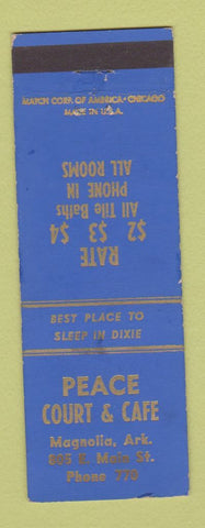 Matchbook Cover - Peace Court Motel Cafe Magnolia AR