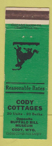 Matchbook Cover - Cody Cottages Motel Cody WY Buffalo Bill