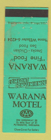 Matchbook Cover - Warana Motel Plymouth IN WORN