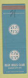 Matchbook Cover - Blue Hills Club Kansas City MO SAMPLE