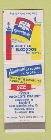 Matchbook Cover - Rockcote Paint Spectro Matic Rockford IL