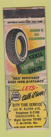 Matchbook Cover - Cities oil gas Tire Service Youngstown OH WEAR