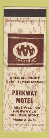 Matchbook Cover - Parkway Motel Billings MT