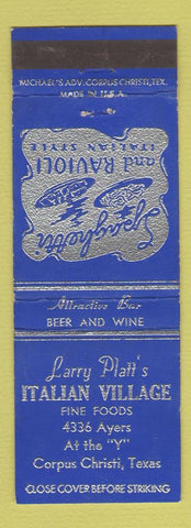 Matchbook Cover - Larry Platt's Italian Village Corpus Christi TX