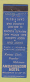 Matchbook Cover - Ambassador Hotel Kansas City MO
