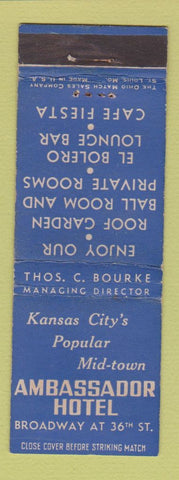 Matchbook Cover - Ambassador Hotel Kansas City MO