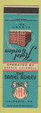 Matchbook Cover - Daniel Ashley Hotel Valdosta GA Gordon Albany GA