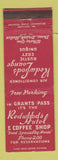 Matchbook Cover - Redwoods Hotel Grants Pass OR