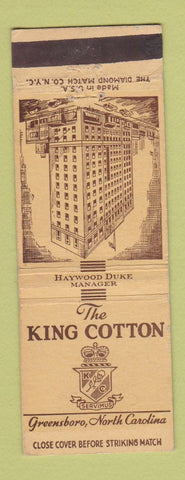 Matchbook Cover - King Cotton Hotel Greensboro NC