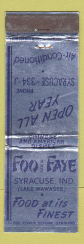Matchbook Cover - Foo and Faye Syracuse IN restaurant WEAR