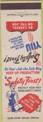 Matchbook Cover - Safety US Slicing Matchine LaPorte IN