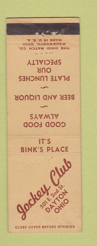 Matchbook Cover - Jockey Club Dayton OH