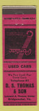 Matchbook Cover - DS Thomas Pontiac Bridgewater VA