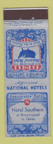 Matchbook Cover - Hotel Southern Brownwood TX