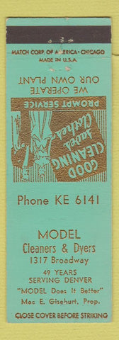 Matchbook Cover - Model Cleaners Dyers Denver Colorado