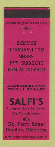 Matchbook Cover - Salfi's Restaurant Pontiac MI