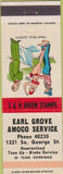Matchbook Cover - Earl Grove Amoco oil gas hillbilly girlie
