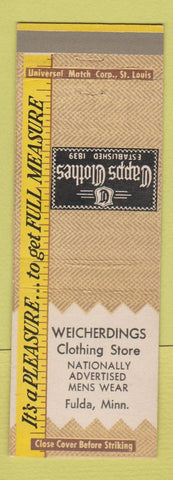 Matchbook Cover - Capps Men's Clothes Weicherdings Fulda MN