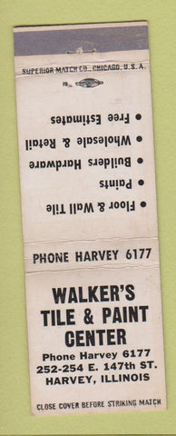 Matchbook Cover - Walker's Tile and Paint Center HARvey IL WEAR
