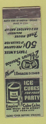 Matchbook Cover - Empire Ice Cubes New York City WORN