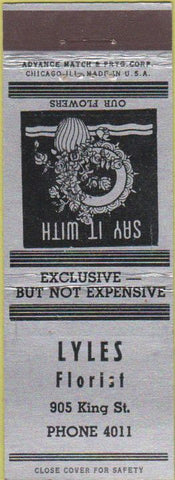 Matchbook Cover - Lyles Florist NO TOWN Advance