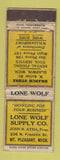 Matchbook Cover - Lone Wolf Supply Mount Pleasant MI POOR