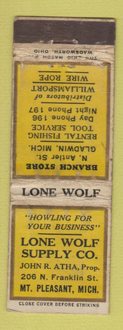 Matchbook Cover - Lone Wolf Supply Mount Pleasant MI POOR