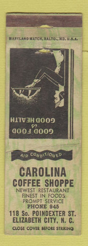 Matchbook Cover - Carolina Coffee Shop Elizabeth City NC WORN