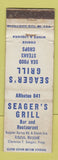 Matchbook Cover - Seager's Grill Arbutus MD WORN