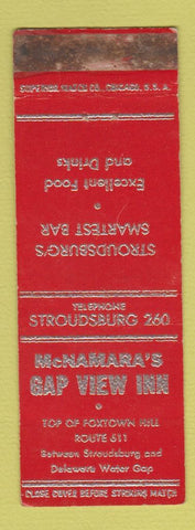 Matchbook Cover - McNamara's Gap View Inn Stroudsburg PA WEAR