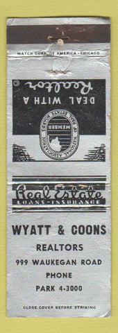 Matchbook Cover - Wyatt & Coons Real Estate Waukegan? IL WEAR