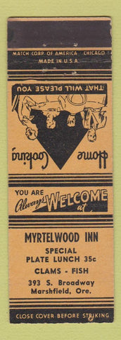 Matchbook Cover - Myrtelwood Inn Marshfield OR