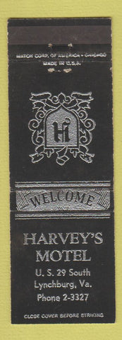 Matchbook Cover - Harvey's Motel Lynchburg VA