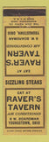 Matchbook Cover - Raver's Tavern Youngstown OH