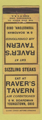 Matchbook Cover - Raver's Tavern Youngstown OH