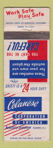 Matchbook Cover - Celanese Corp of America Newark NJ safety WEAR