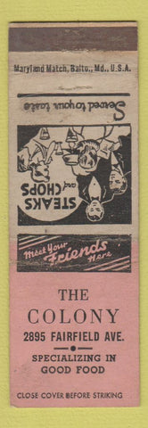 Matchbook Cover - The Colony Restaurant WORN