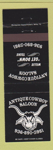 Matchbook Cover - Antique Cowboy Saloon Willis TX