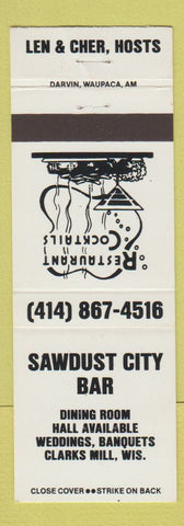 Matchbook Cover - Sawdust City Bar Clarks Mill WI