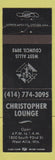 Matchbook Cover - Christopher Lounge Knights of Columbus West Allis WI