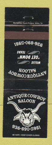 Matchbook Cover - Antique Cowboy Saloon Willis TX