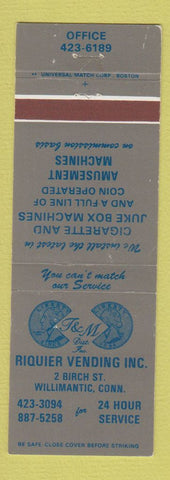 Matchbook Cover - Riquier Vending Willimantic CT