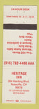 Matchbook Cover - Heritage Inn Roseville CA