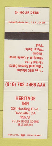 Matchbook Cover - Heritage Inn Roseville CA