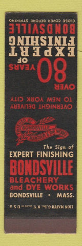 Matchbook Cover - Bondsville Bleachery Dye Works Bondsville MA SAMPLE