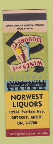 Matchbook Cover - Norwest Liquors Detroit MI SAMPLE