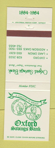 Matchbook Cover - Oxford Savings Bank Lake Orion Addison Oaks MI
