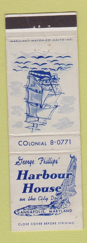 Matchbook Cover - George Phillips' Harbour House Annapolis MD